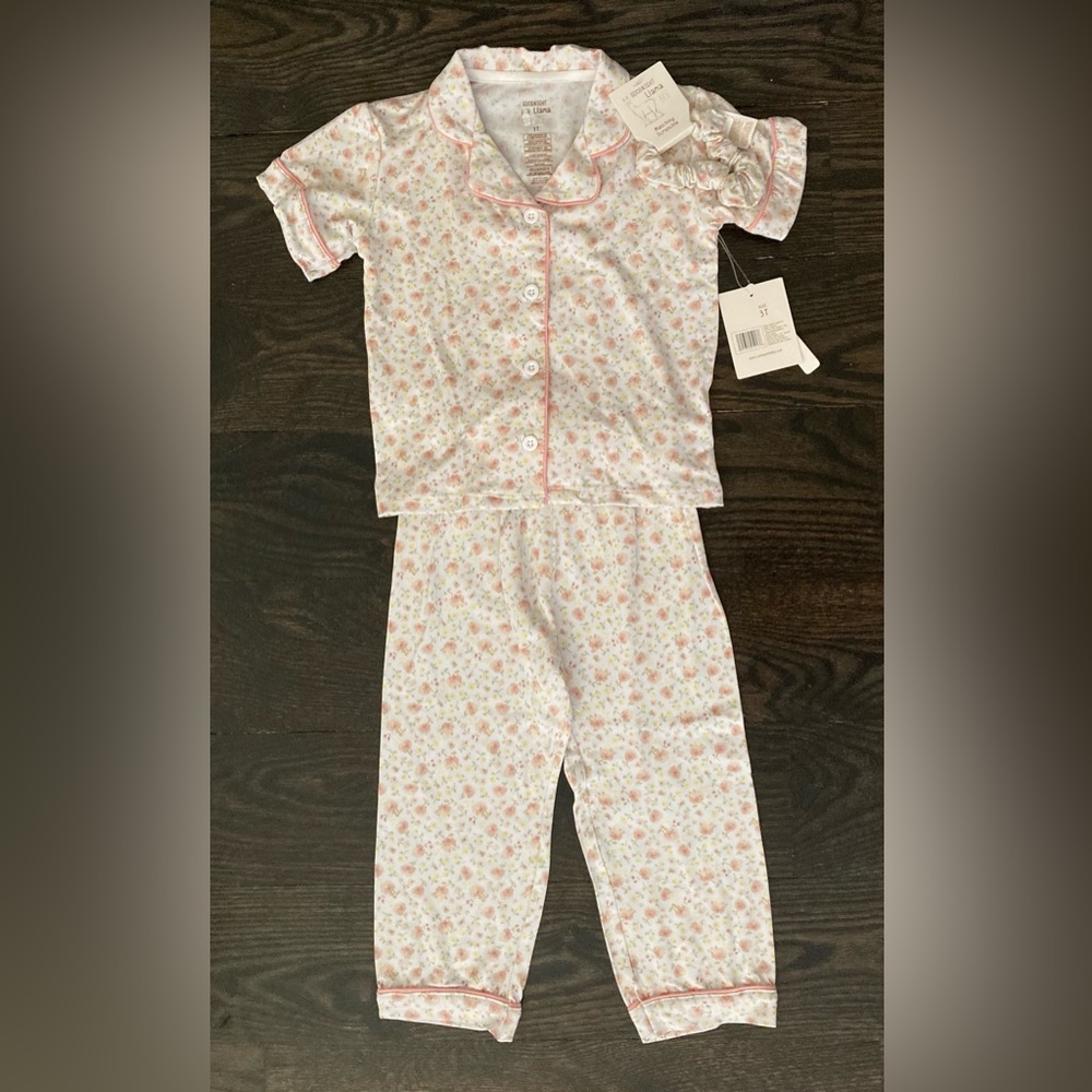 Girls Floral PJ Set with Scrunchie Size 3T